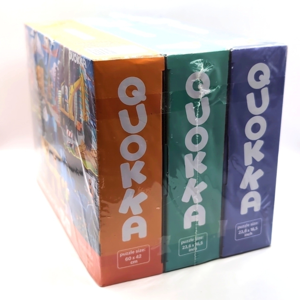 NIP Three (3) Quokka 100 Piece Puzzles - Dragons, Pirates & Construction Themes